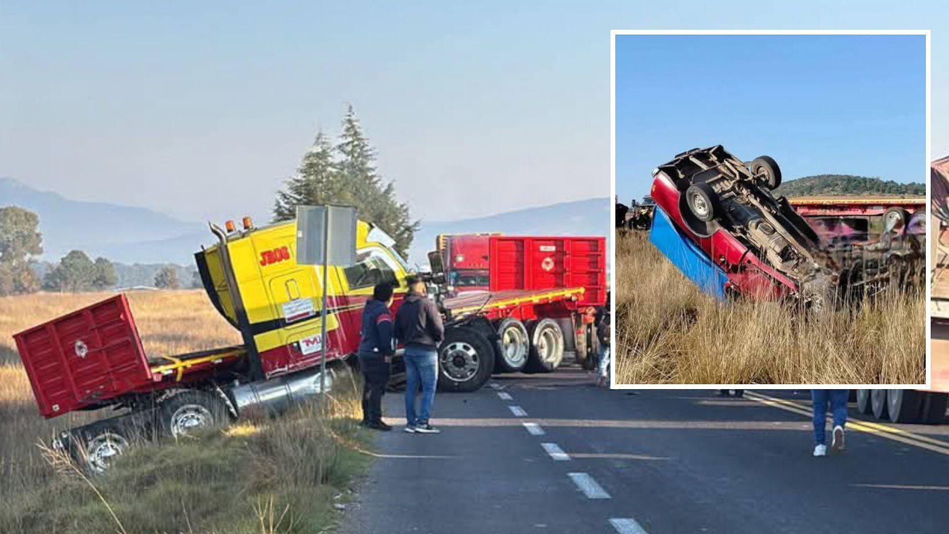 Un Muerto por Choque de Tráiler contra Dos Camionetas en Carretera