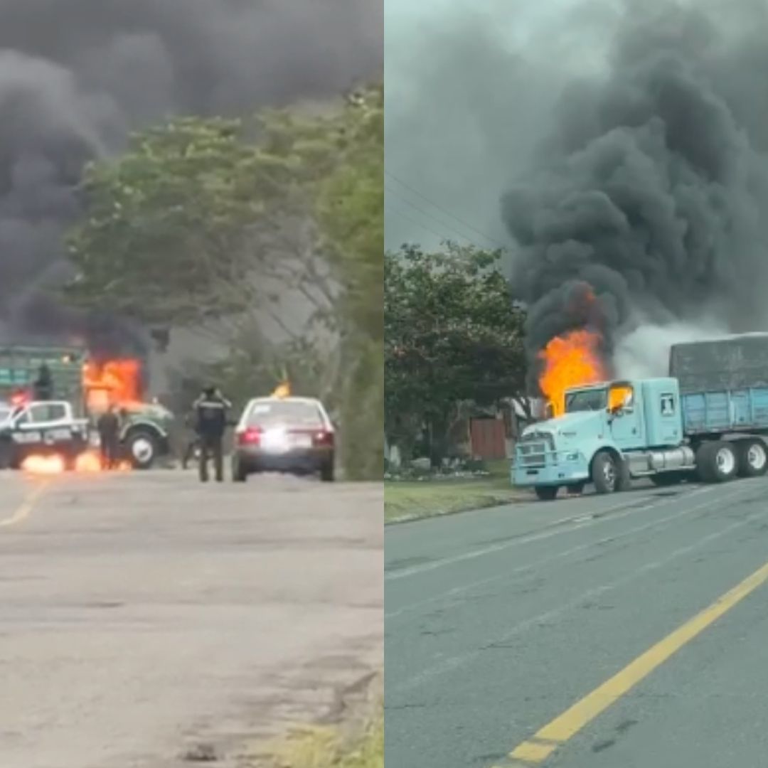 Bloqueos carreteros e incendios en carreteras del estado de Veracruz.