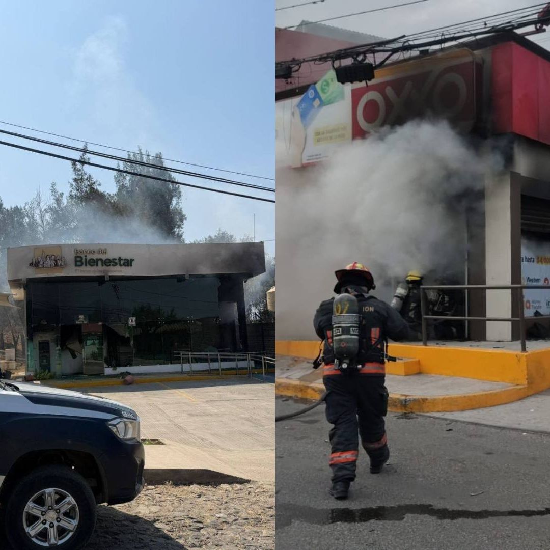 Incendio Banco Bienestar San María Xonacatepec y Tienda Oxxo 16 de Septiembre y Clavijero en Puebla Hoy
