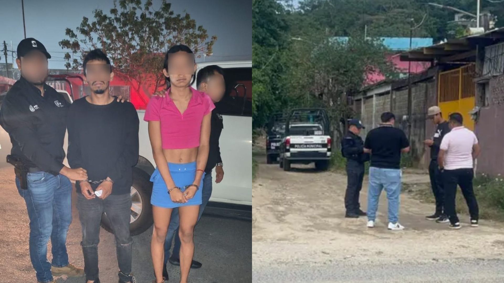 Pareja detenida como presunta autora del homicidio de un hombre en el sur de Veracruz.
