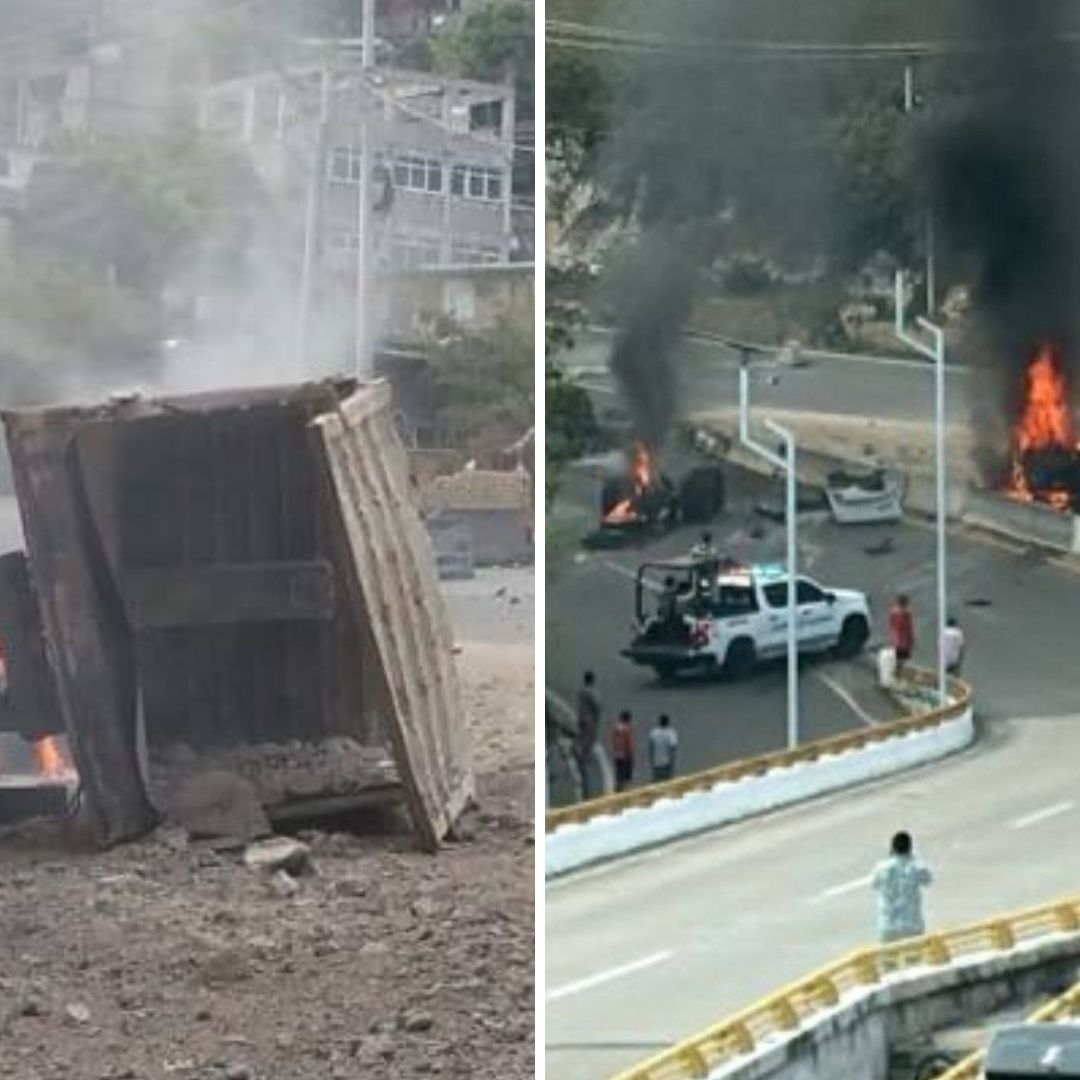 Camión Vuelca y se Incendia en Glorieta de Puerto Marqués en Acapulco, Guerrero