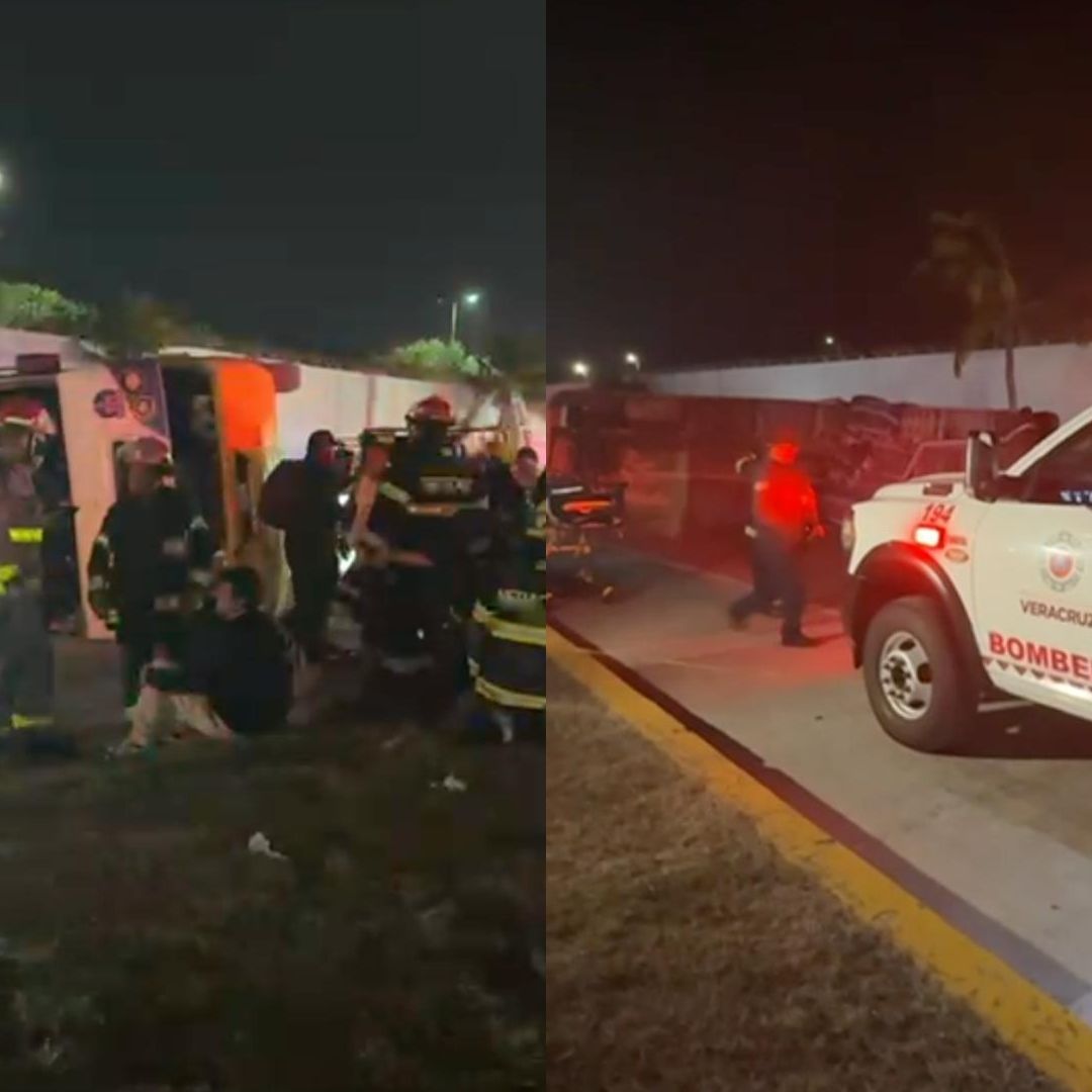 Volcadura Camión de Pasajeros y Deja Varios Heridos en Bulevar Fidel Velázquez Zona Norte Veracruz Entre Ellos una Menor de Edad