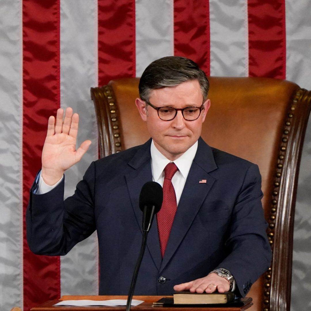 Mike Johnson, que cuenta con el apoyo del presidente electo Donald Trump, renueva su rol de líder de la Cámara de Representantes. Foto: Reuters