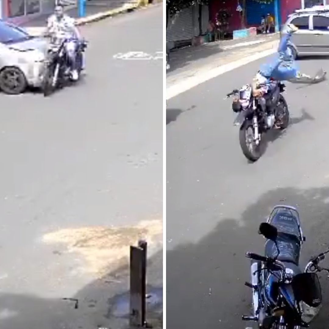 Video: Motociclista Pierde Una Pierna al Rozar Auto a Toda Velocidad en Colombia
