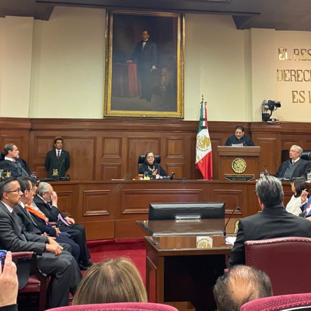 La ministra Lenia Batres durante su primer mensaje al incorporarse al Pleno de la Suprema Corte de Justicia de la Nación
