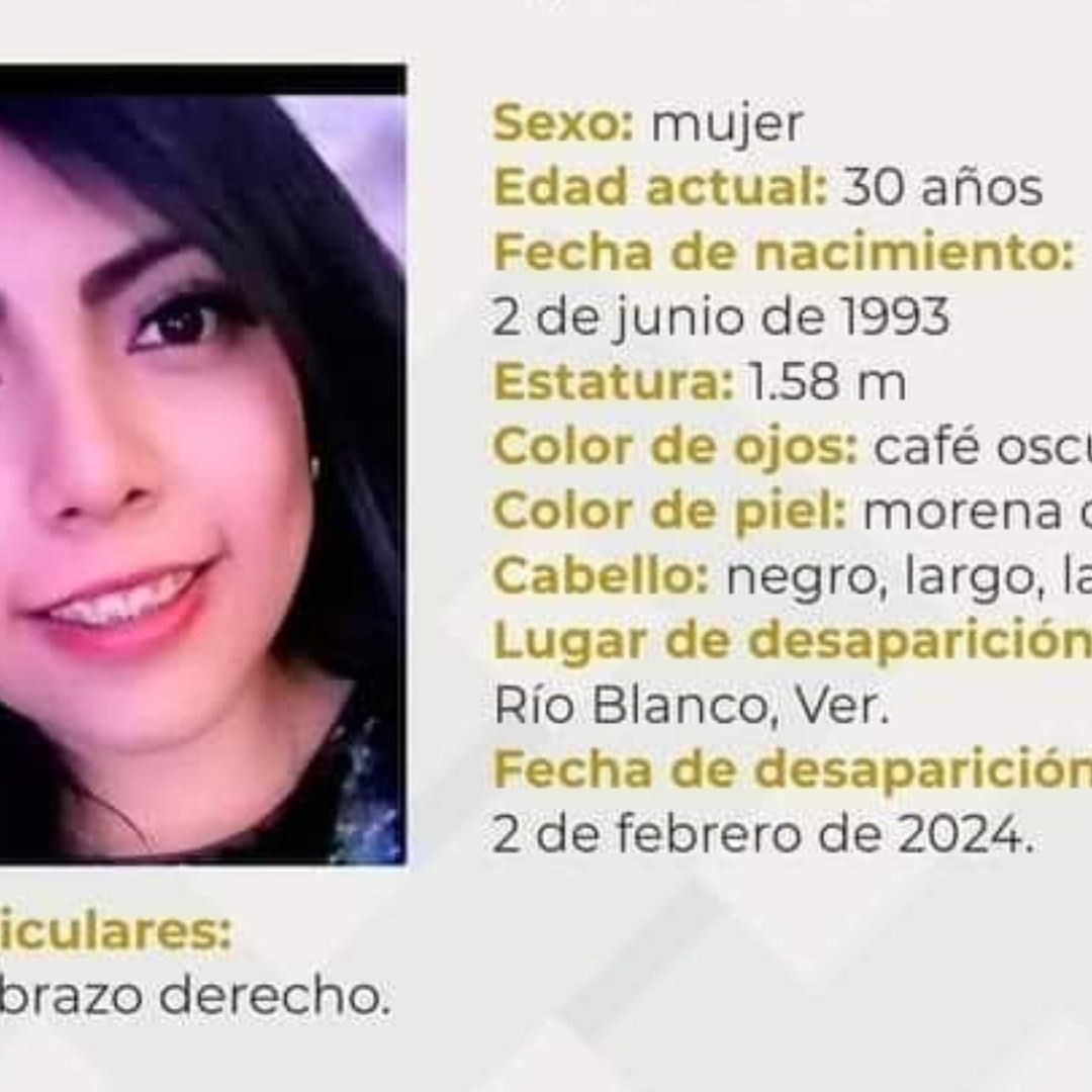 Ficha de búsqueda de Ariadna Guadalupe Cortés Hernández desaparecida en Veracruz