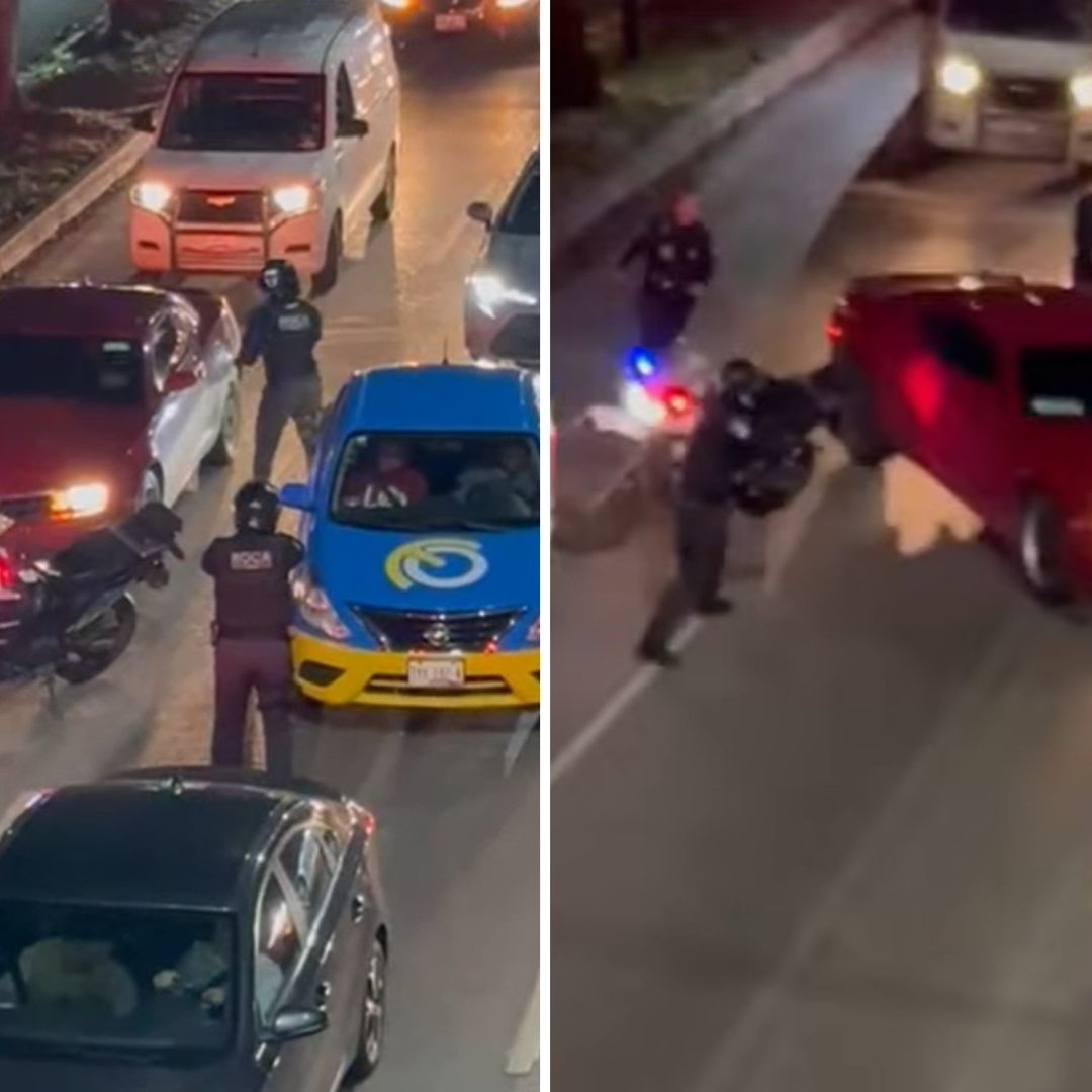 Persecución y Balacera en Bulevar Hermanos Serdán; Detuvieron a Conductor de un Camaro Rojo