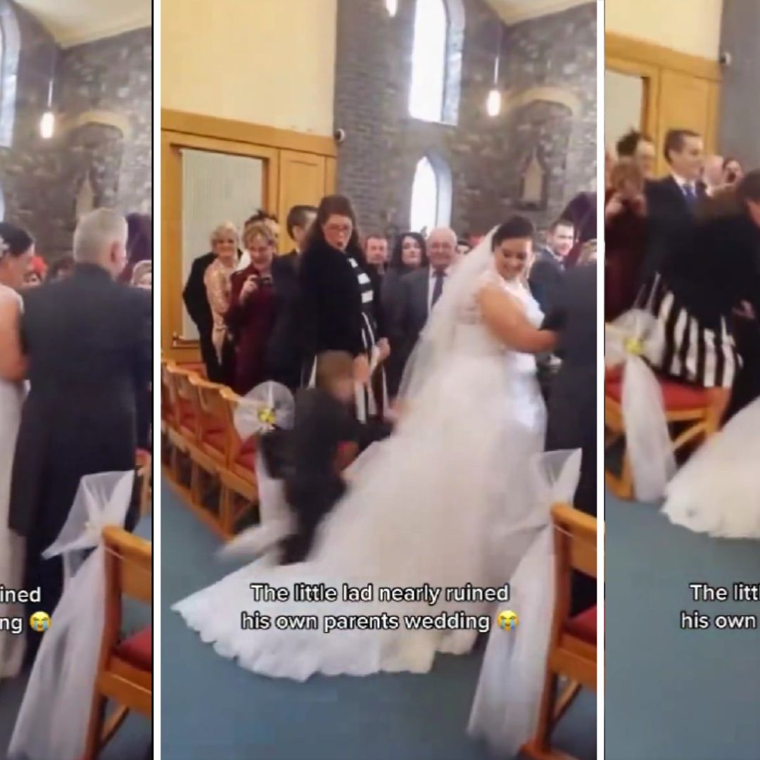 Video | ¡Ternurita! Niño se Lanza sobre el Vestido de la Novia durante Boda