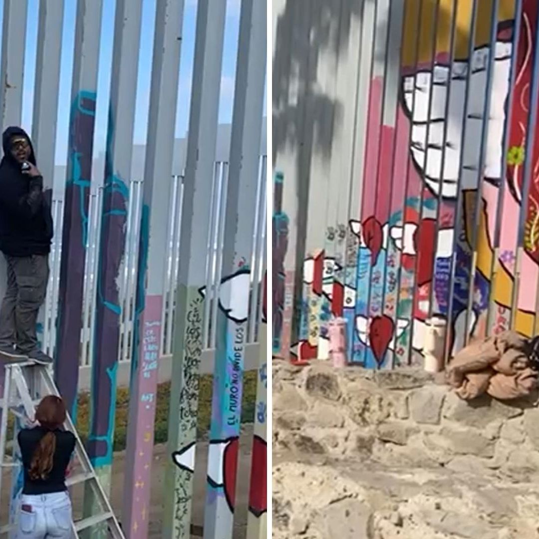 Muralista Enrique Chiu Pinta Muro Fronterizo en Tijuana en Apoyo a Migrantes