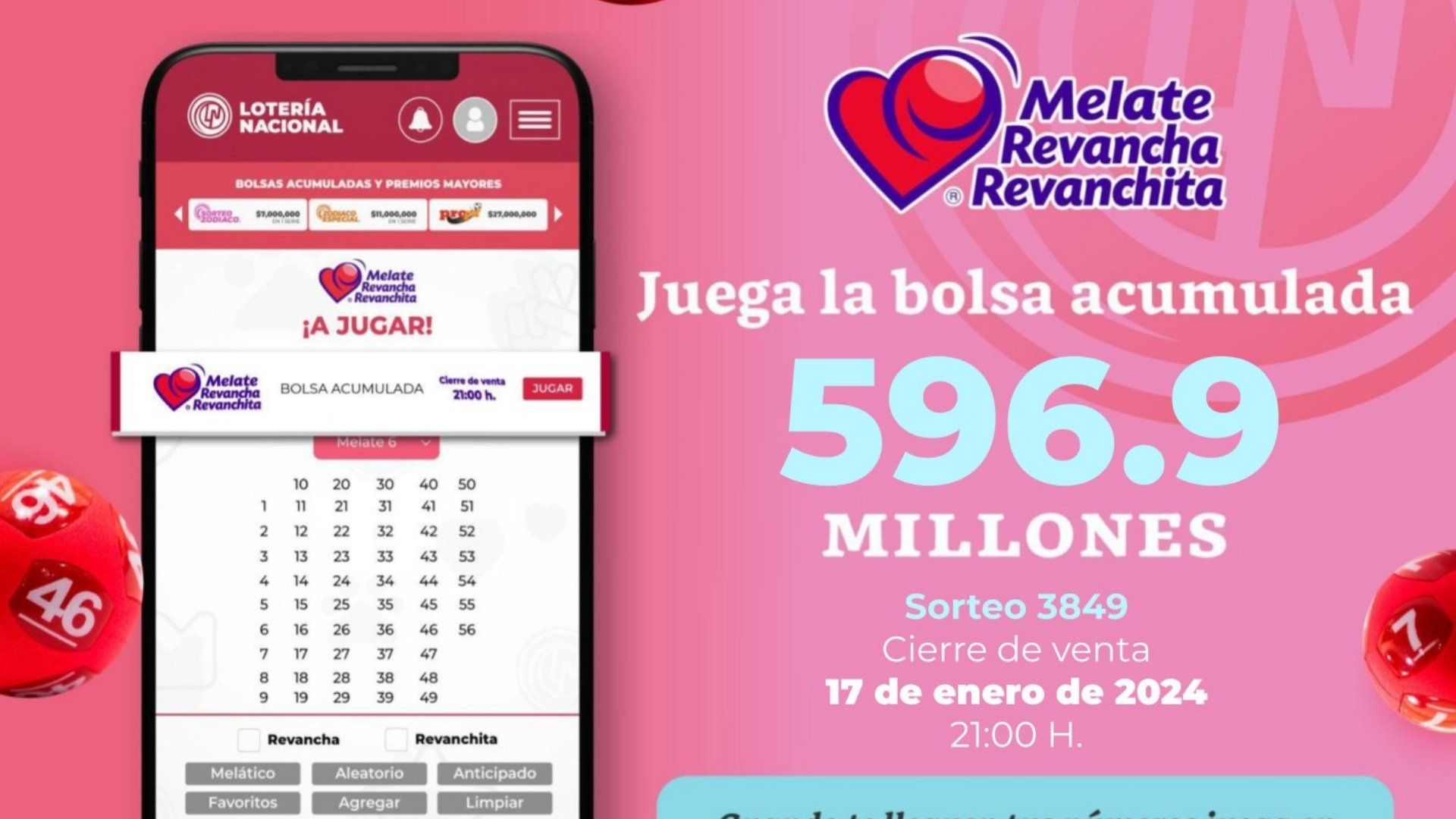 Resultados del Melate, Revancha y Revanchita 3849 de hoy 17 de enero 2024