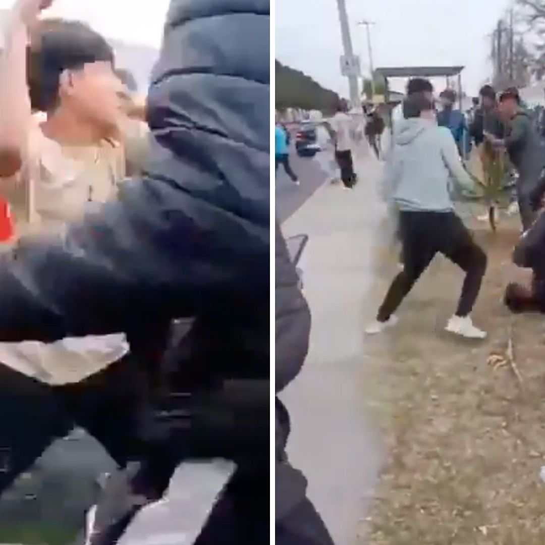 Los estudiantes alentaban que la pelea continuara.
