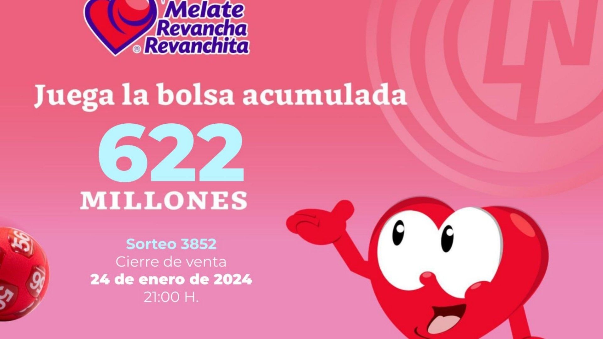 Resultados del Sorteo Melate, Revancha y Revanchita 3852 de hoy 24 de enero 2024