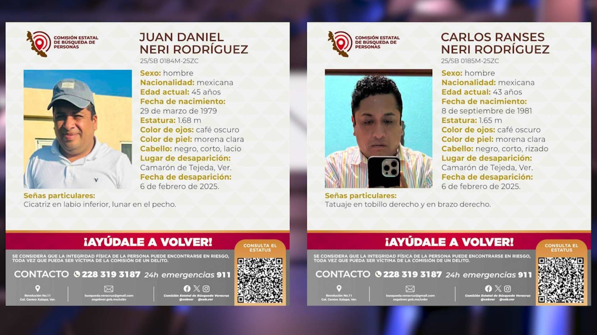 Reportan Desaparecidos Hermanos Carlos Ranses, Juan Daniel Neri Rodríguez Camarón de Tejeda, Veracruz