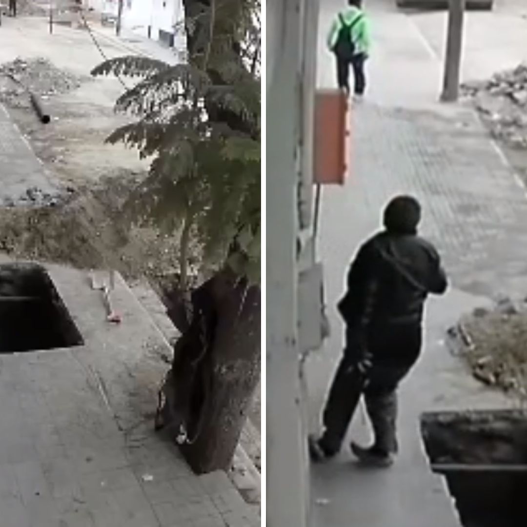 Abuelito Cae a Zanja de Construcción en Tehuacán, Puebla