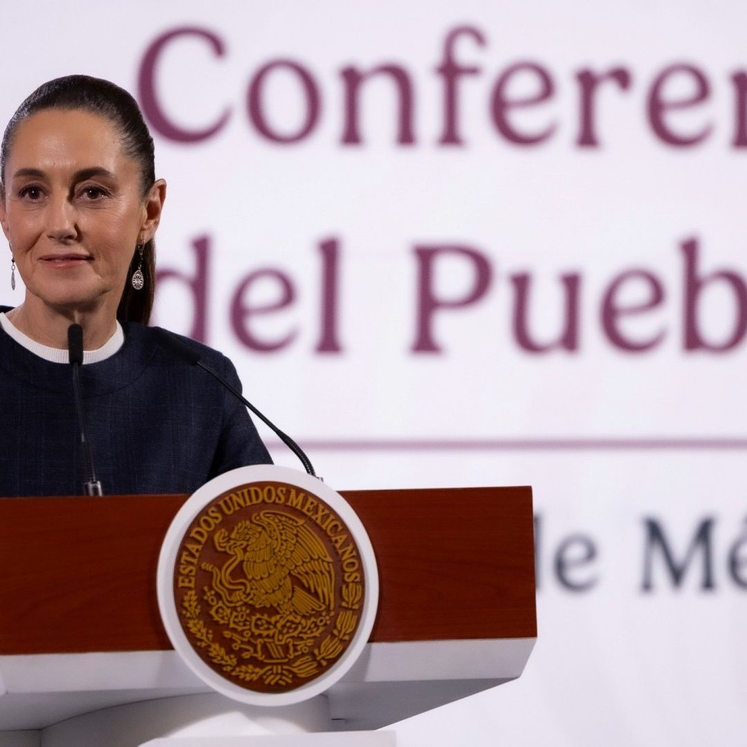 La presidenta de México, Claudia Sheinbaum, en la conferencia mañanera de hoy 14 de febrero de 2025