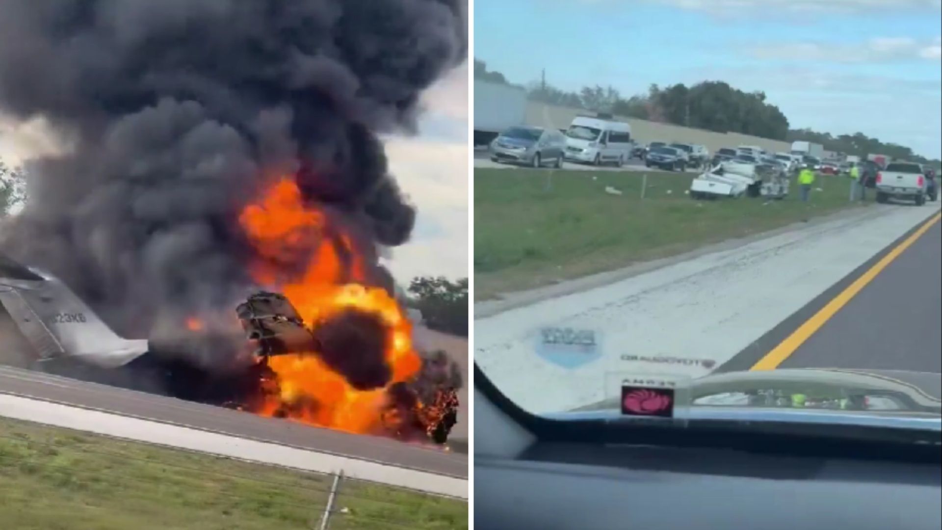 Avioneta se estrella contra vehículo en autopista de Florida