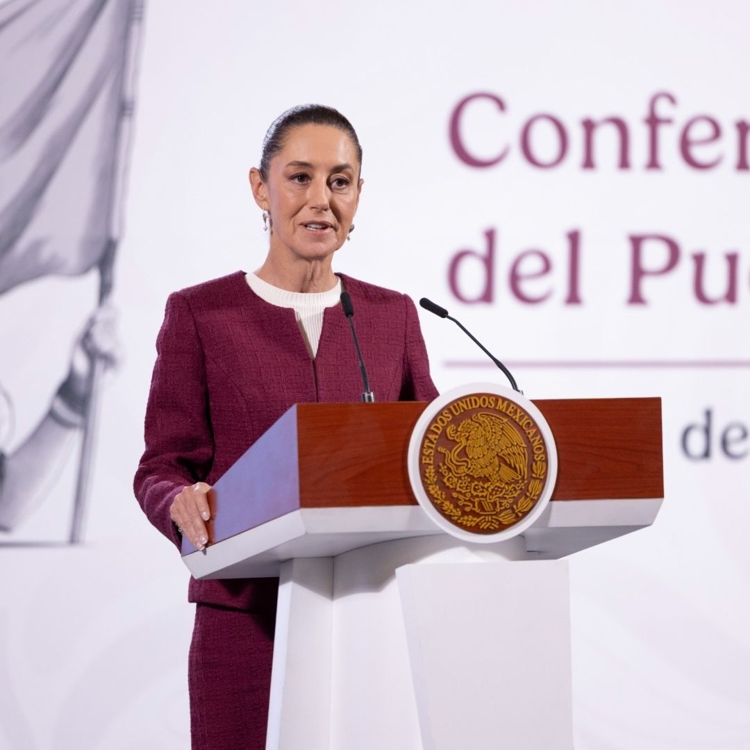 Claudia Sheinbaum en conferencia de prensa en Palacio Nacional