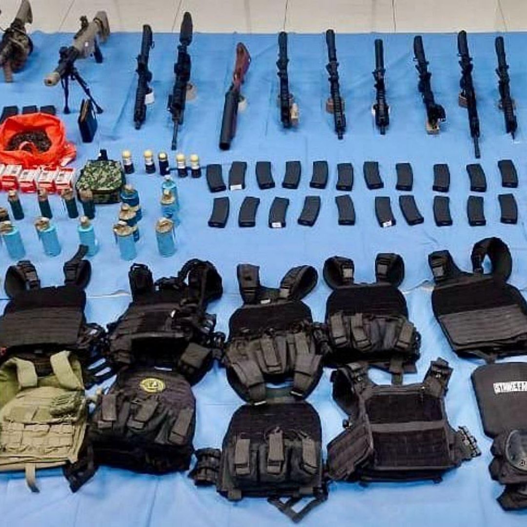 Armamento decomisado en San Martín Texmelucan