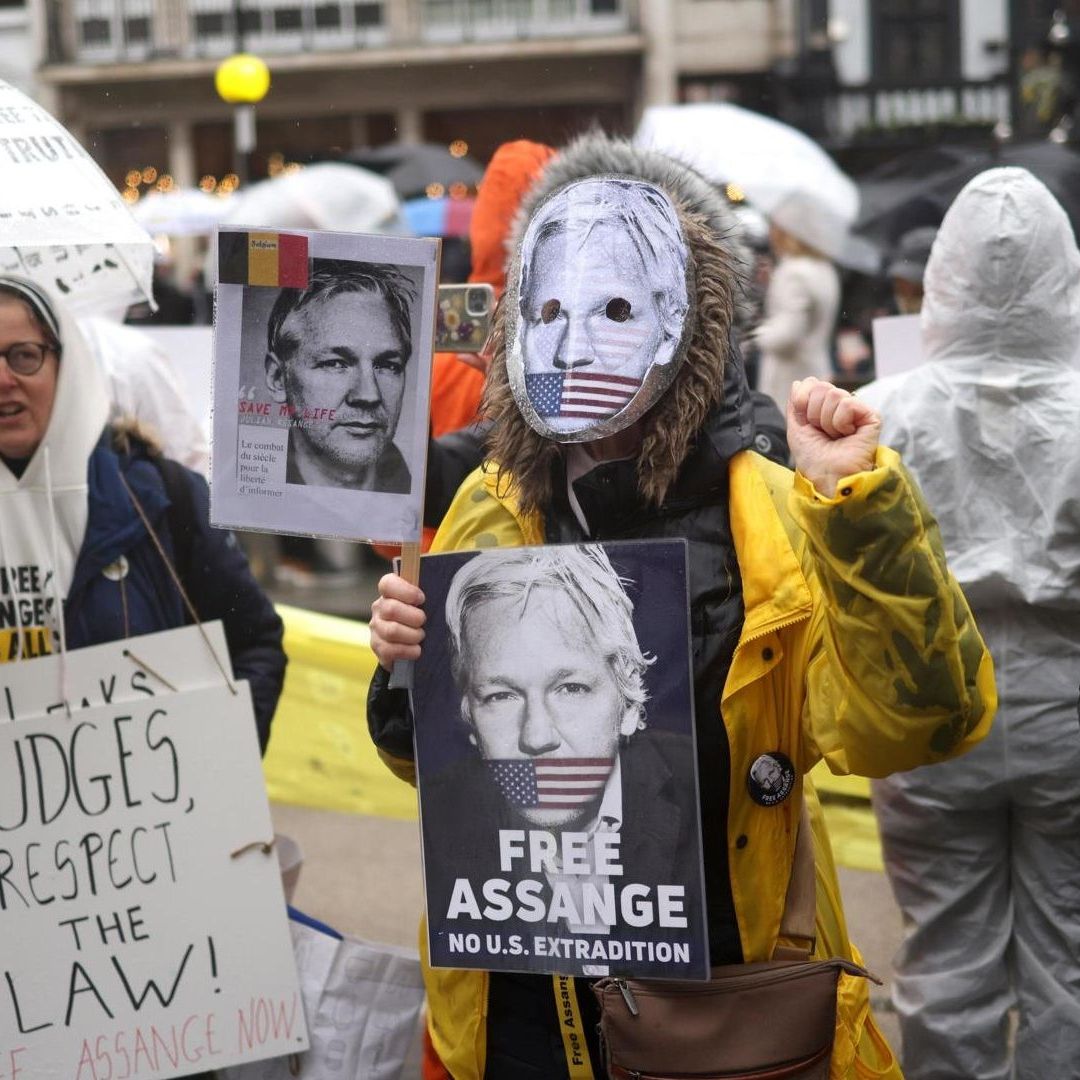 Protesta a favor de Julian Assange