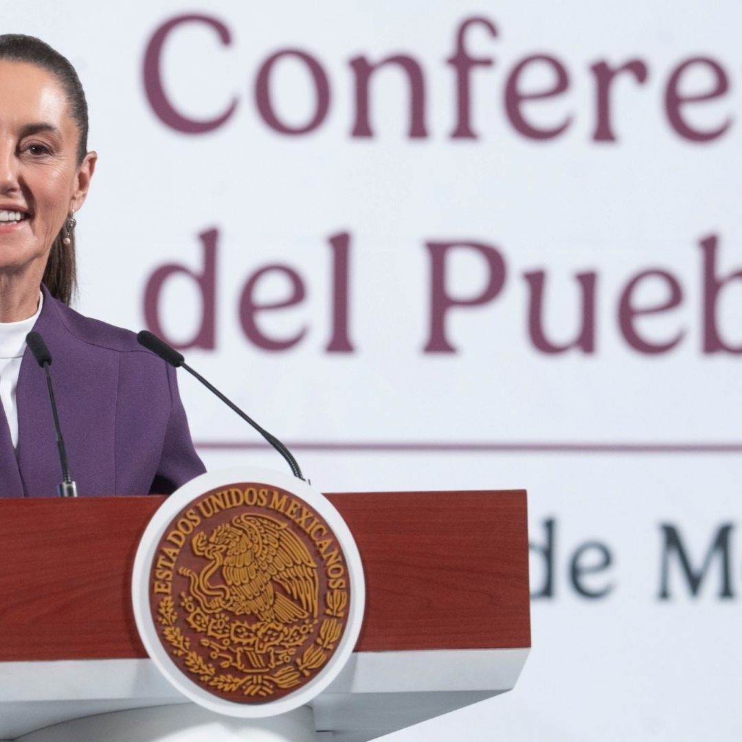 Claudia Sheinbaum, presidenta de México, en la conferencia sobre aranceles de Trump