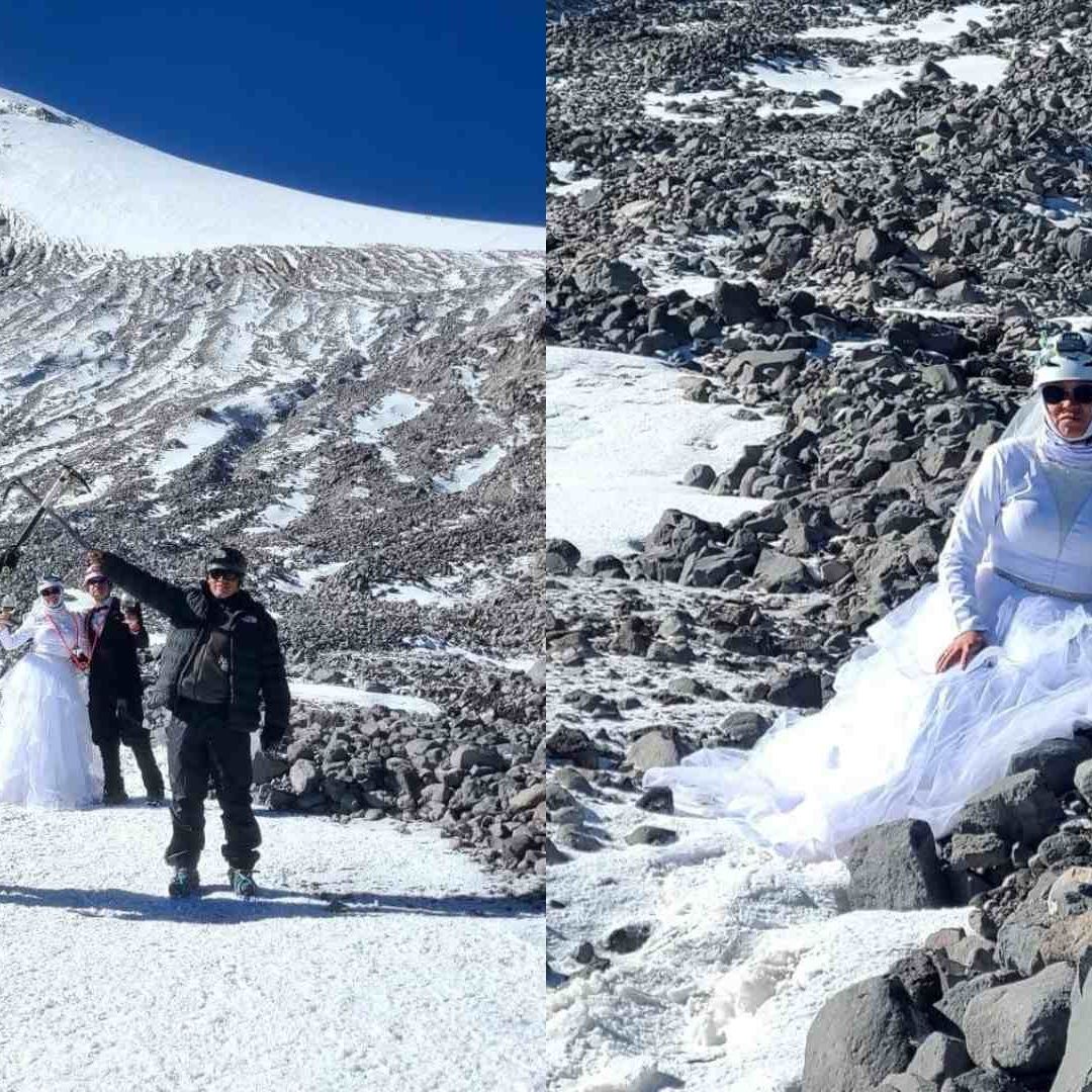 Los alpinistas Mayra y Carlos decidieron unir sus vidas en matrimonio sobre la nieve del Pico de Orizaba.