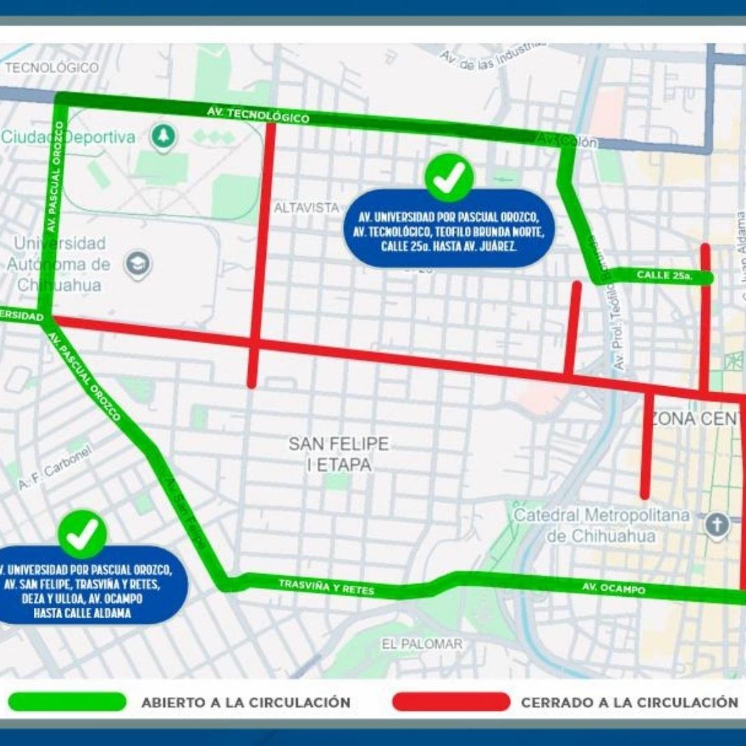 ¿Cuales Calles Estarán Cerradas y que Rutas Alternas Habrá por la Marcha del 8M en Chihuahua?