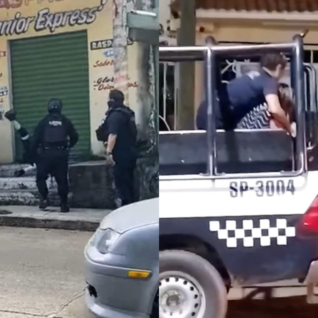 policías agreden a madre e hijo en Acayucan