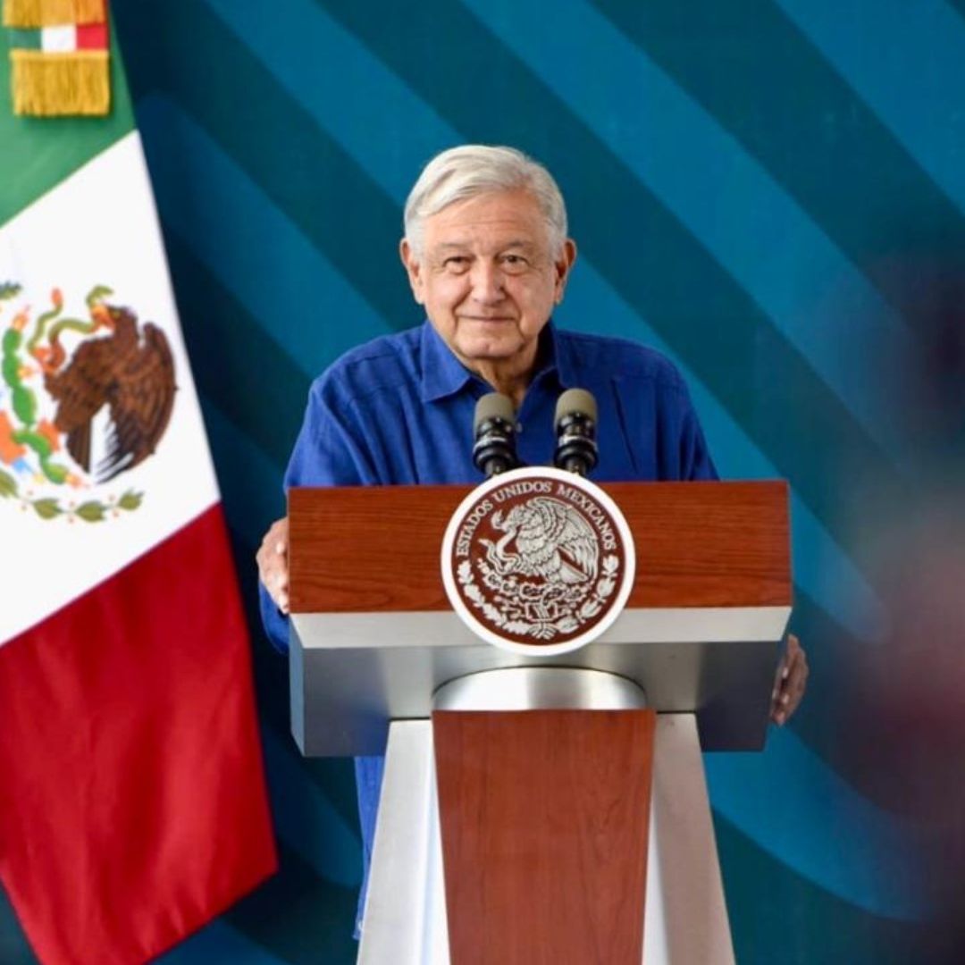 El presidente López Obrador en conferencia mañanera desde Chiapas