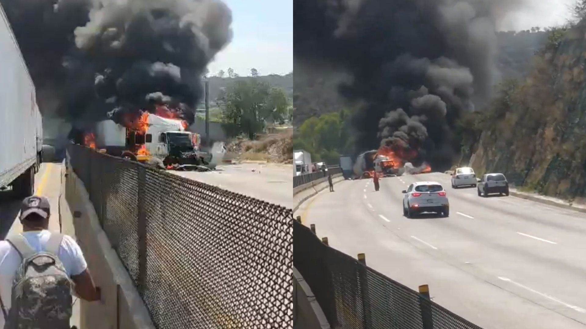 Tráiler y Dos Vehículos Chocan y se Incendian en la México–Querétaro ...