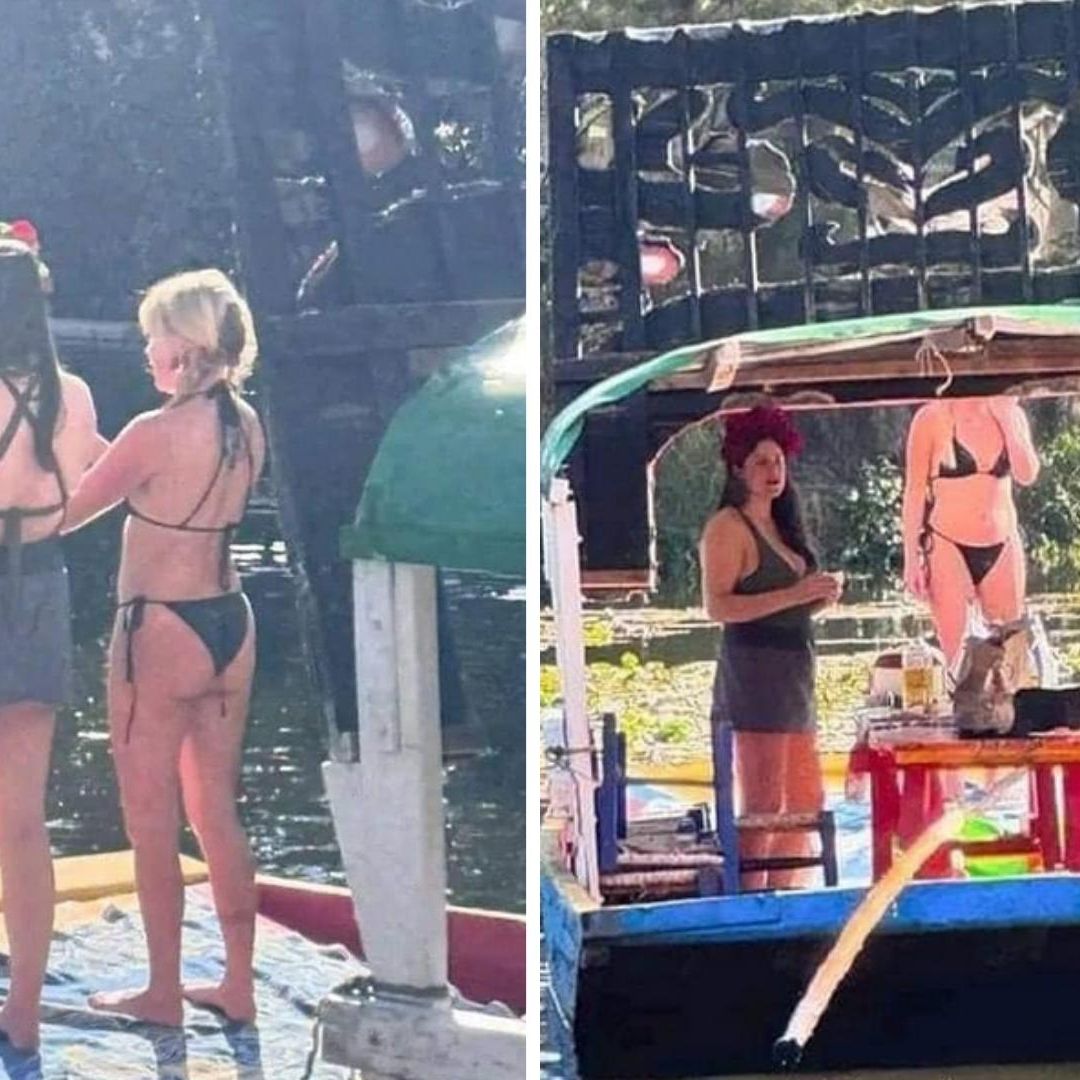 Turistas extranjeras fueron a Xochimilco en bikini