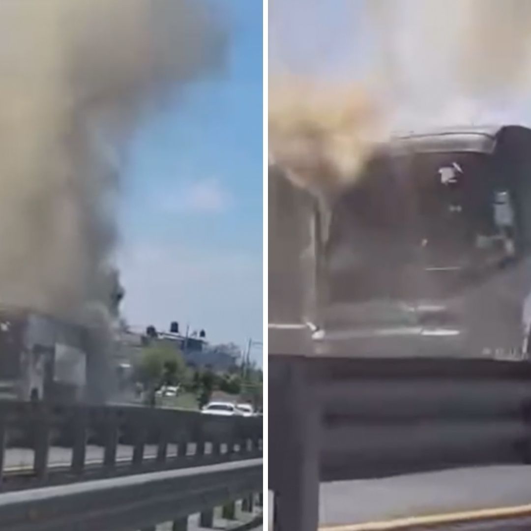 Incendio de Autobús Turístico de 45 Pasajeros en la Autopista México-Puebla; Iban a Veracruz