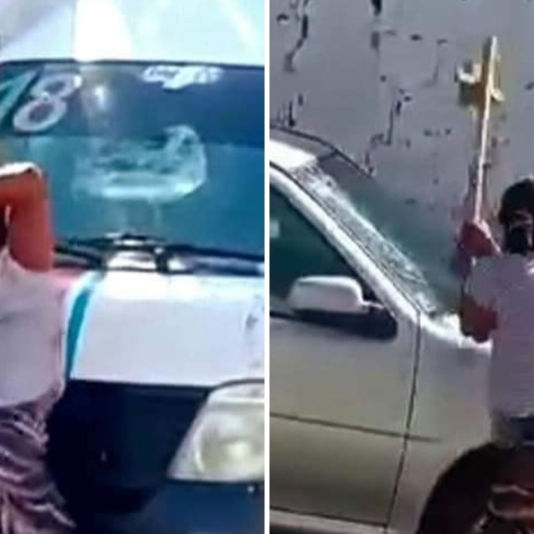 Video: Mujer Rompe Vidrios de Varios Autos en Temixco, Morelos