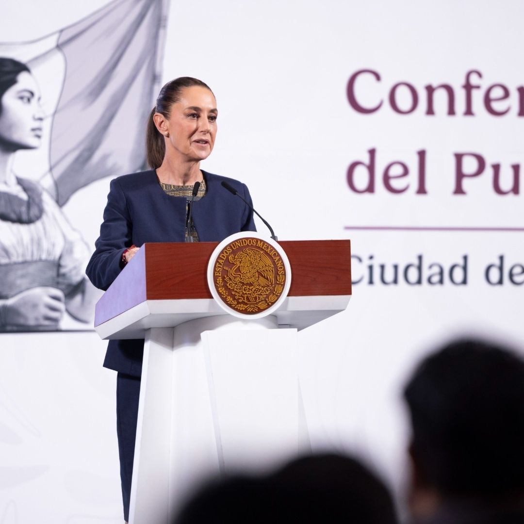 Claudia Sheinbaum habla durante conferencia en Palacio Nacional