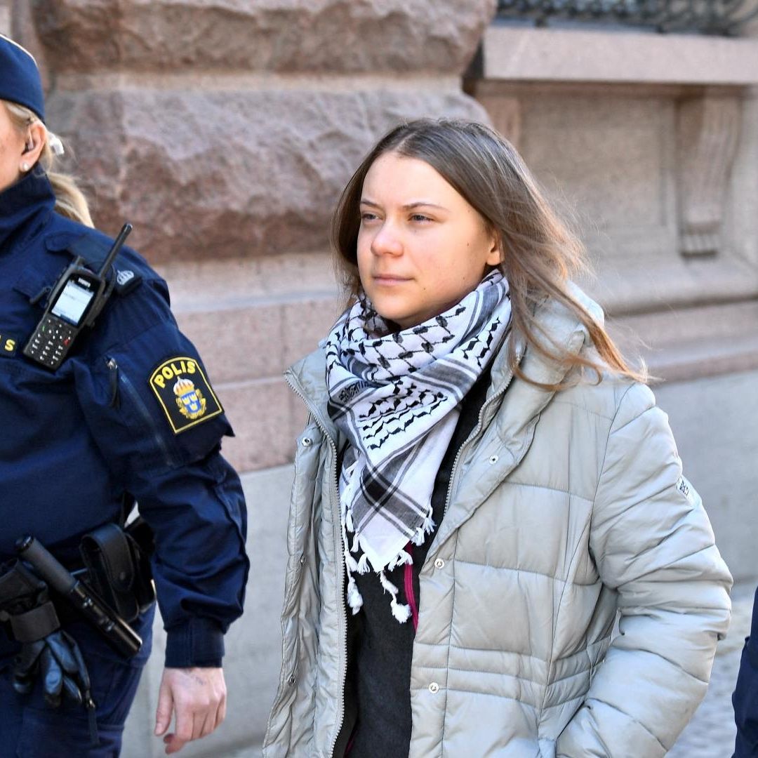 a Policía retira a Greta Thunberg y a otros activistas que bloqueaban el Parlamento sueco