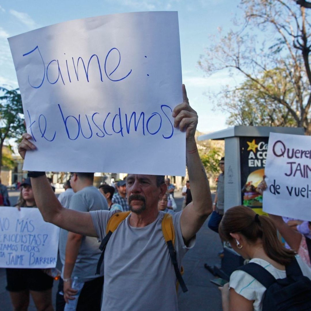 Manifestación en Guadalajara, Jalisco, por el periodista Jaime Barrera