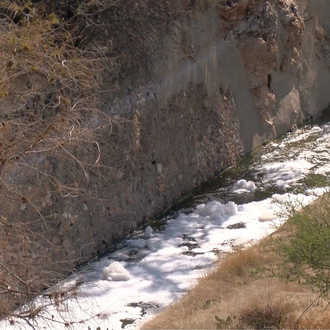 Espuma tóxica en la Presa de Valsequillo presenta olor fétido