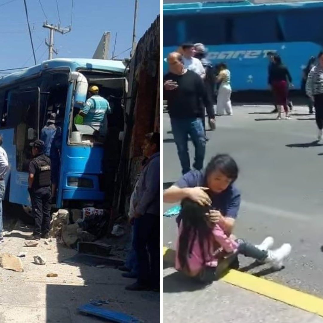 Autobús de Peregrinos se Queda Sin Frenos y Choca Contra Barda; Hay Varios Lesionados