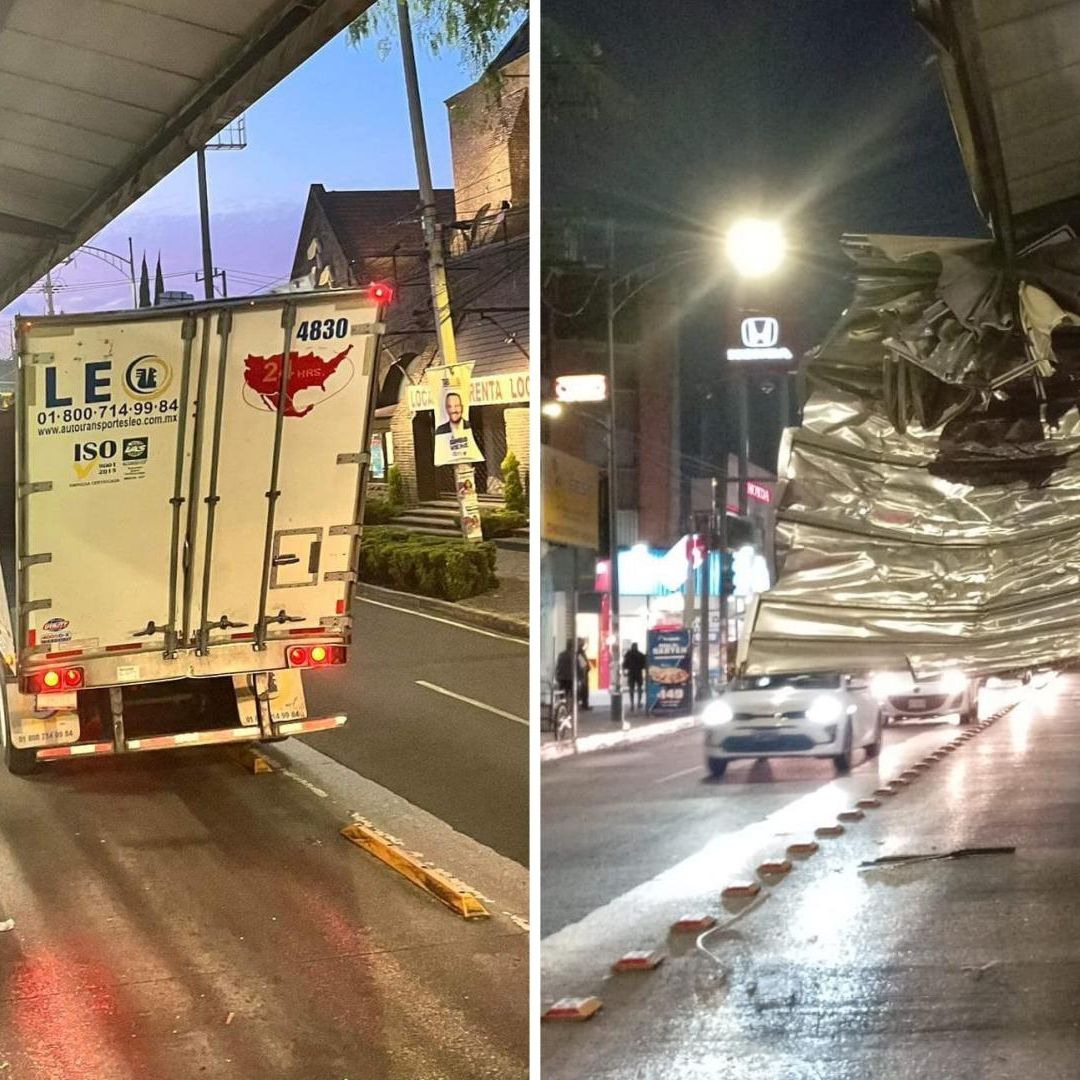 Tráiler Invade carril confinado del MB y daña estación La Joya