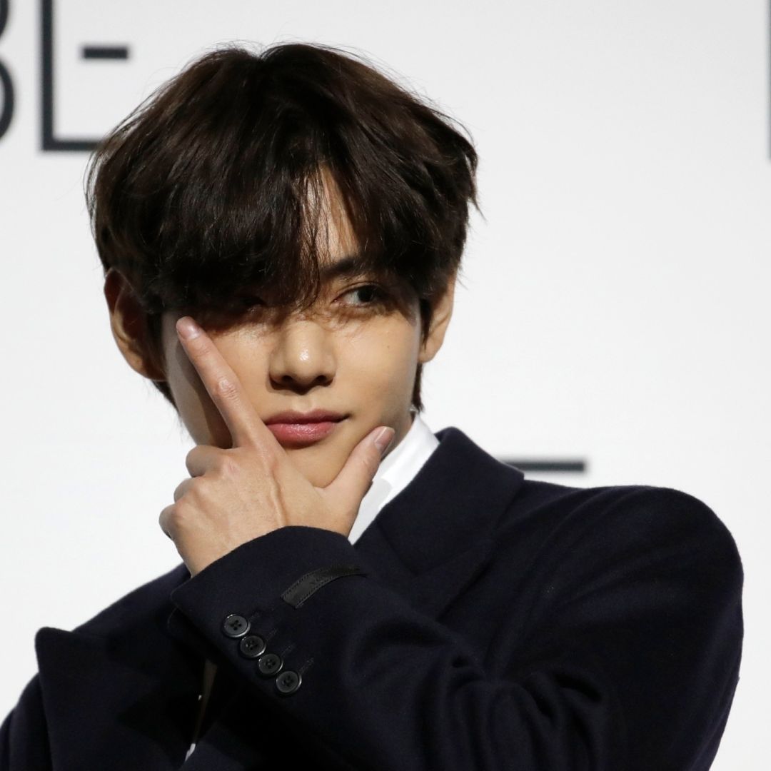El cantante V, de BTS, durante una conferencia de prensa