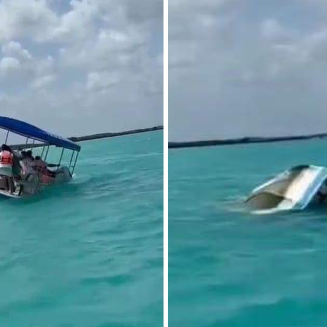 Se Hunde Embarcación en Bacalar con 12 Turistas; Otros Barcos Apoyaron al Rescate