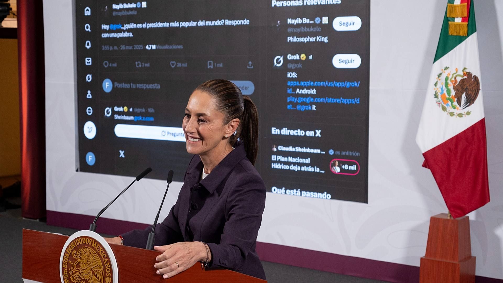 Claudia Sheinbaum durante conferencia de prensa en Palacio Nacional