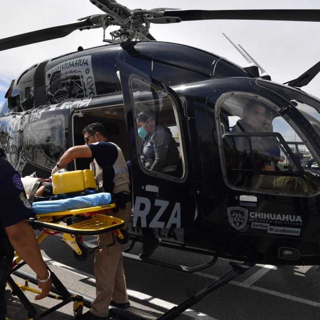 A bordo de un Helicóptero Bell 429 fue trasladado el menor de hacia la ciudad de Chihuahua