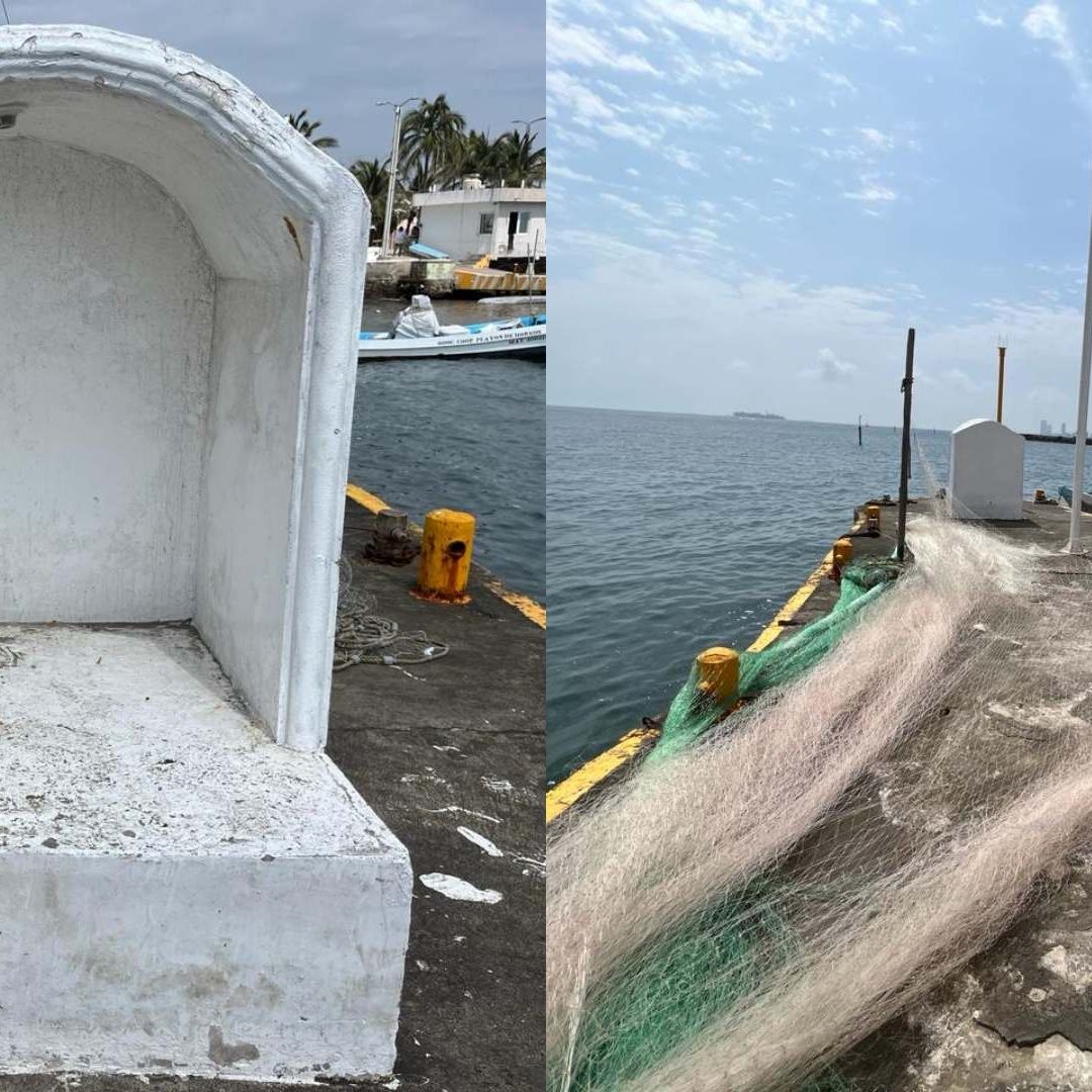 Roban imagen del santo de los pescadores en bulevar de Veracruz