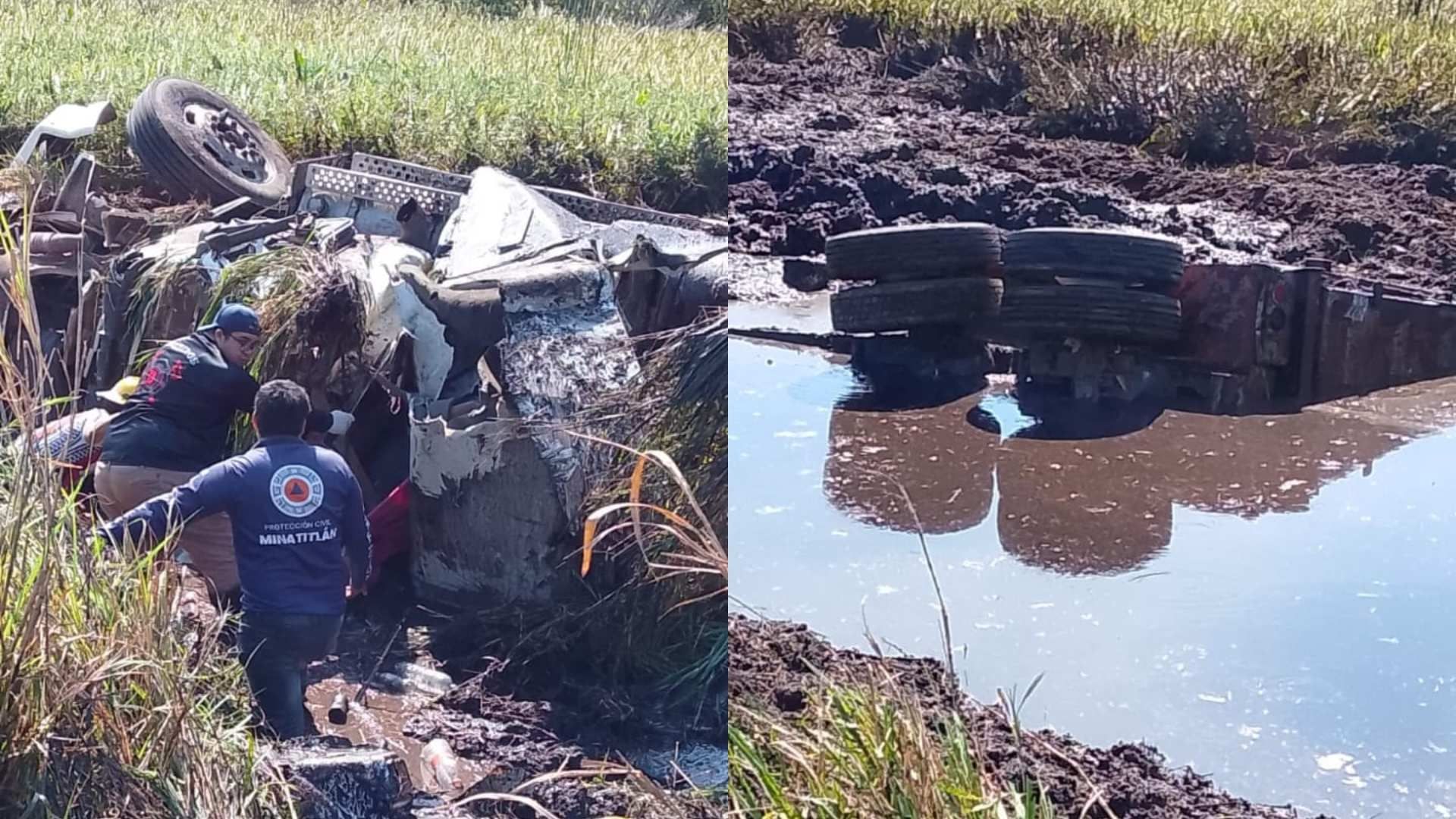 Accidente Tráiler Carretera Coatzacoalcos-Minatitlán, Tramo Las Matas, Veracruz. Muere Conductor y Cae a Pantano