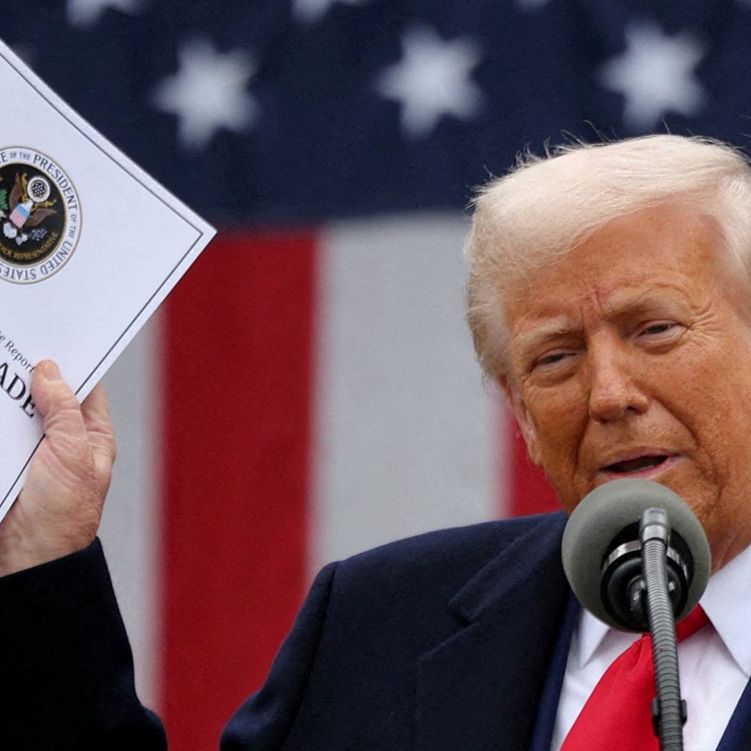 Donald Trump durante discurso sobre aranceles en el Jardín de Rosas de la Casa Blanca