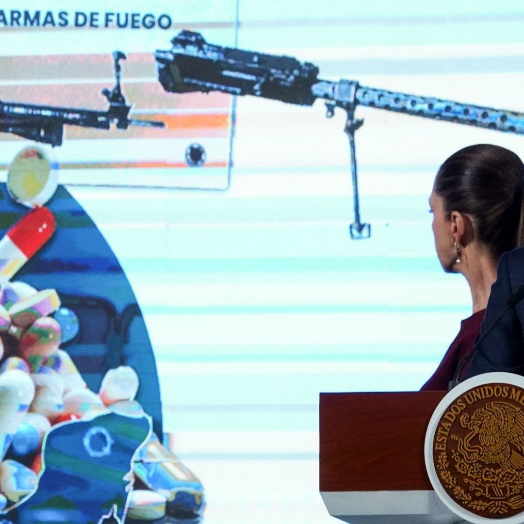 Omar García Harfuch, titular de la SSPC, en la conferencia mañanera hoy 8 abril 2025