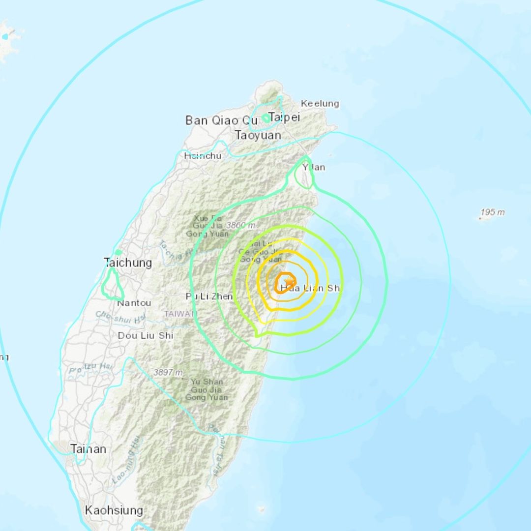 Mapa de la isla de Taiwán, epicentro del sismo.