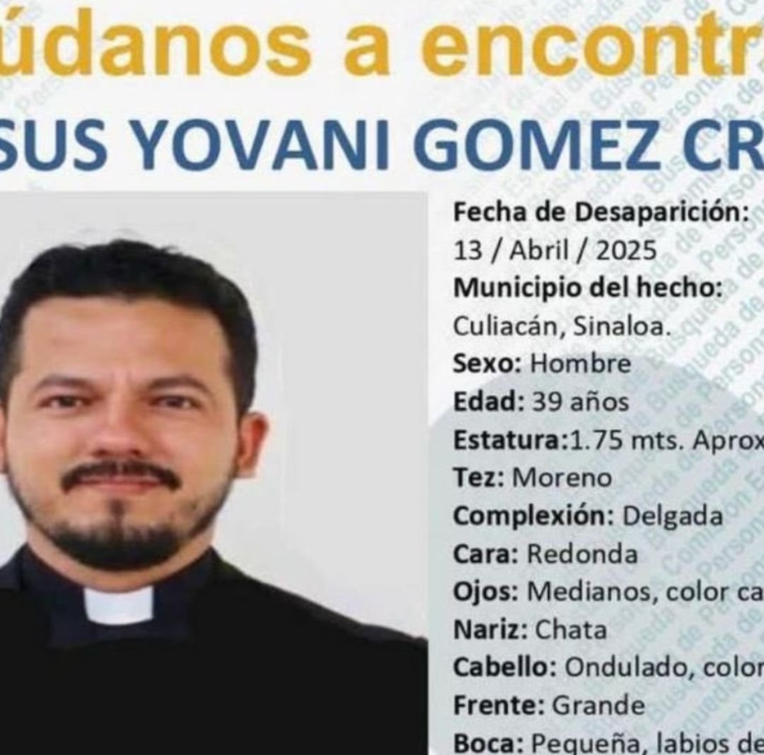 Desaparece Sacerdote en Culiacán, Sinaloa; Emiten Ficha de Búsqueda