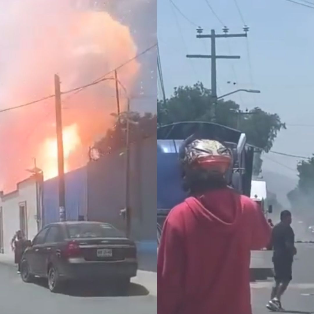 Video: Momento Exacto de Enorme Explosión de Taller de Pirotecnia en Tultepec: Vecinos Corren