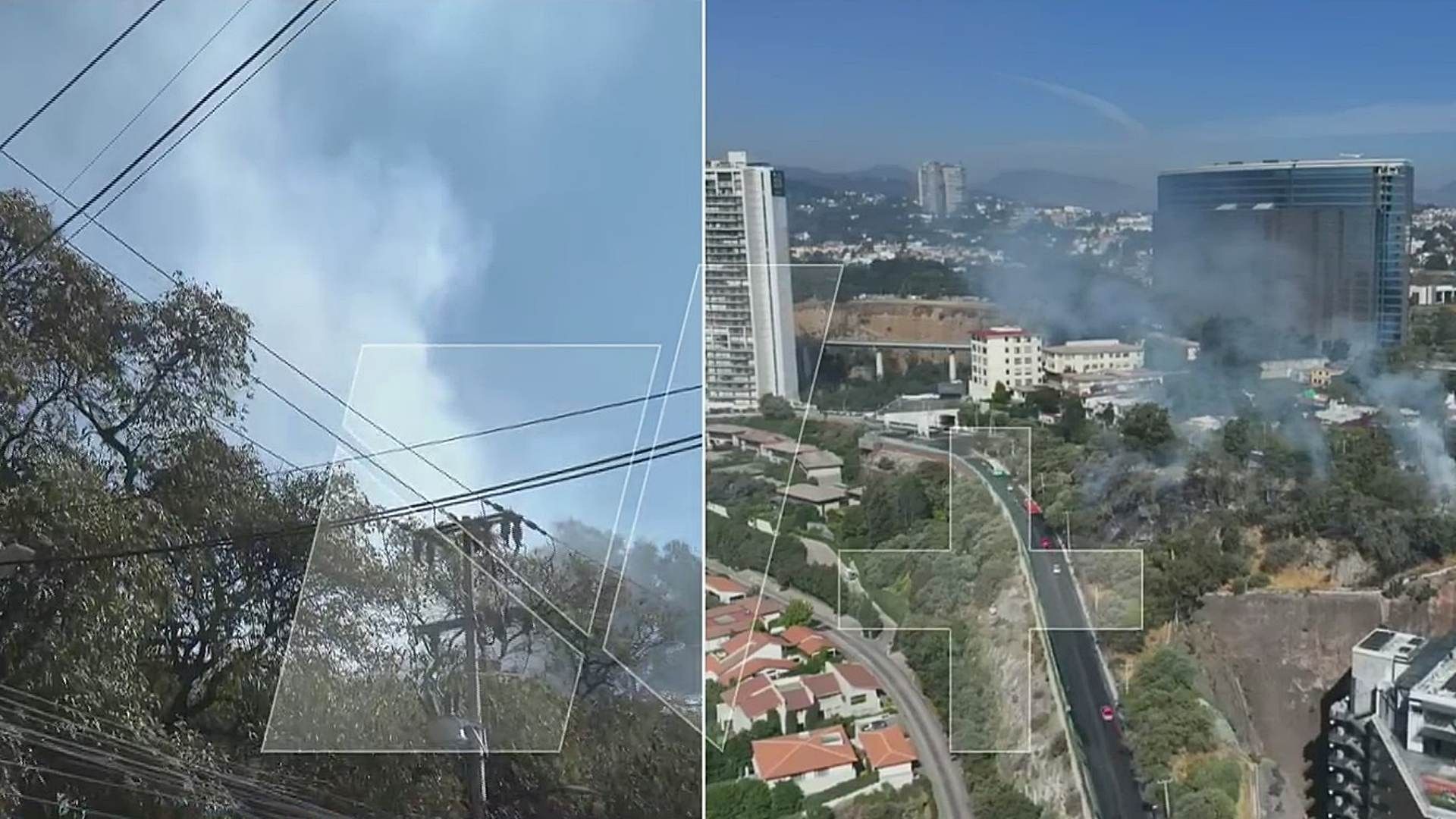 Incendio afecta pastizales en Santa Fe, CDMX